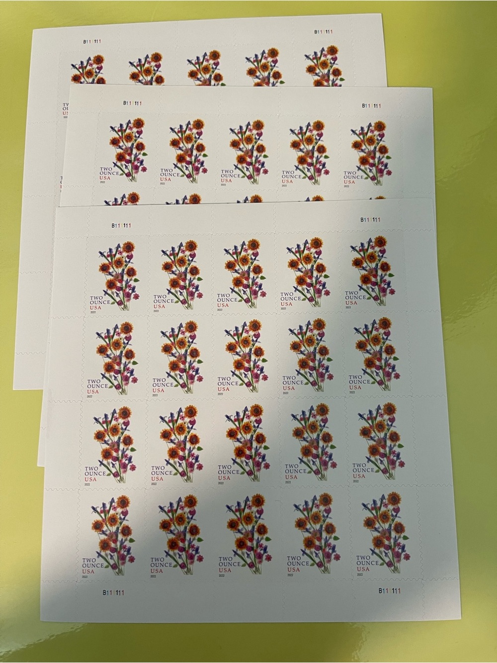 3 Sunflower Bouquet 2 Oz Forever Stamp Sheets 60 Total Great for Wedding Invites